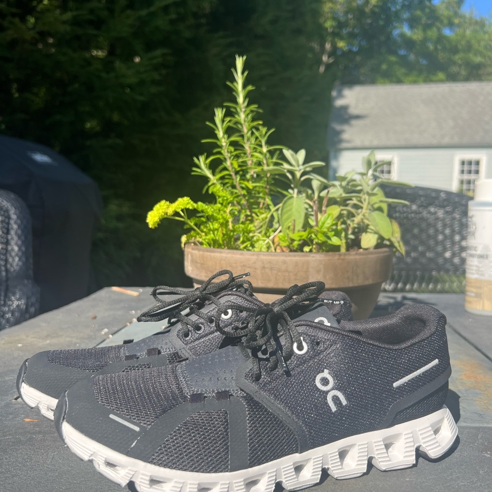 On Running Black and White Athletic Shoes